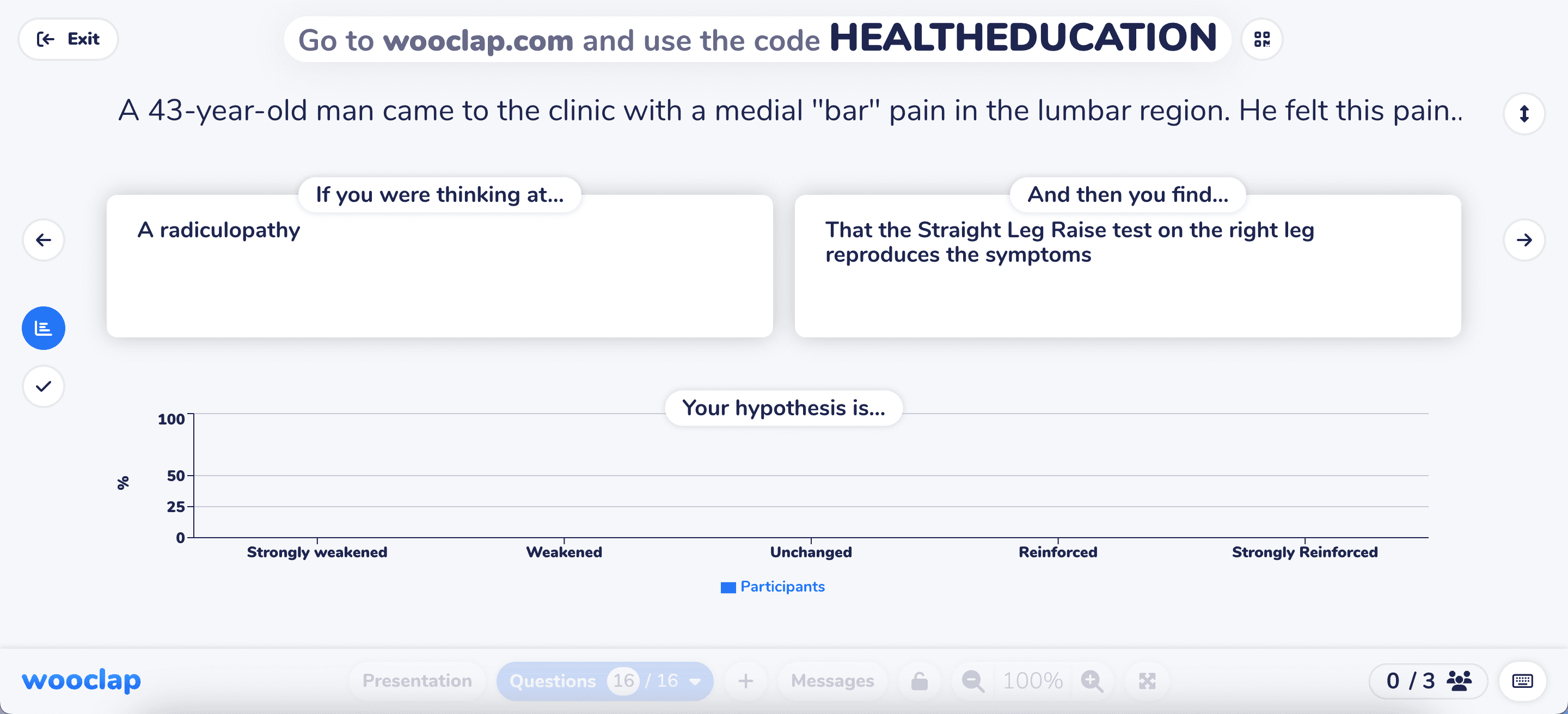  Complex patient cases are presented in several steps. Students must identify key elements and reason through their decisions.