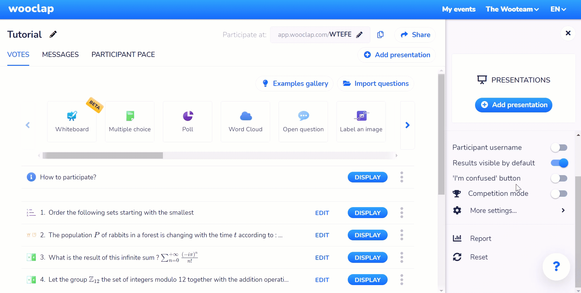 Wooclap personalized report showing how you can create individual reports for each student and send by email.