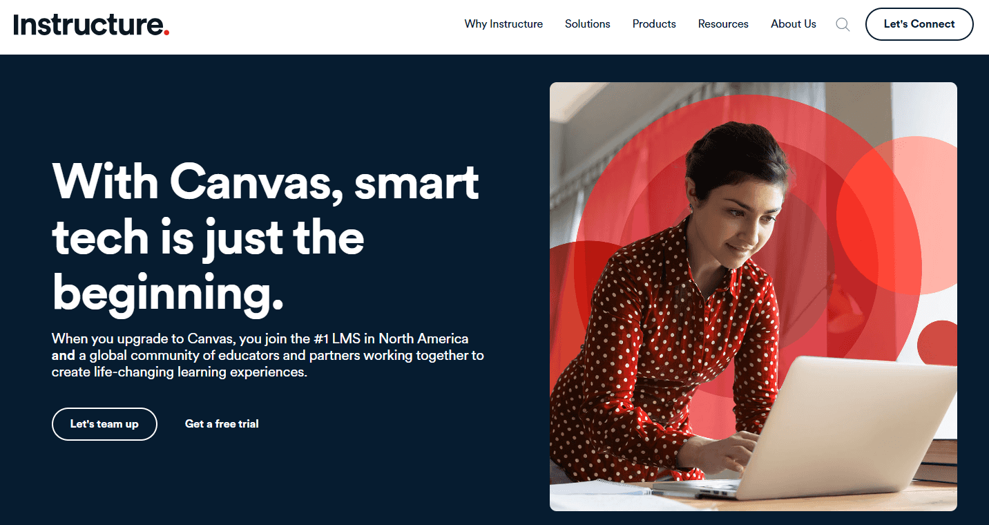 Canvas LMS homepage has a slogan: ‘With Canvas, smart tech is just the beginning.’