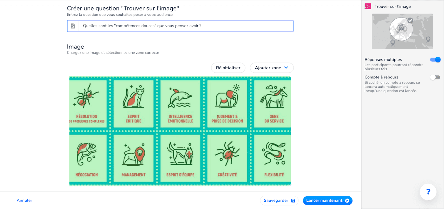 Sonder une opinion avec la question Trouver sur l'image de Wooclap