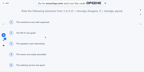 Rating scales results with histograms