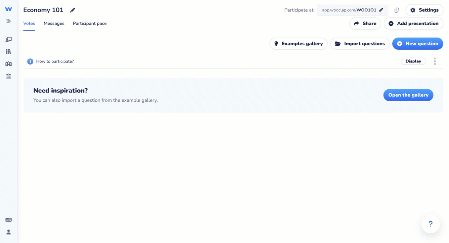 Wooclap framework feature showing how to begin the question design process when you need to execute renowned analysis models such as SWOT, Porter's Five Forces, and McKinsey's 7S.