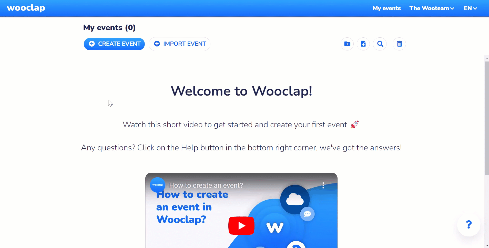 Wooclap's participant-paced learning interface showing options to create questionnaires and upload files.