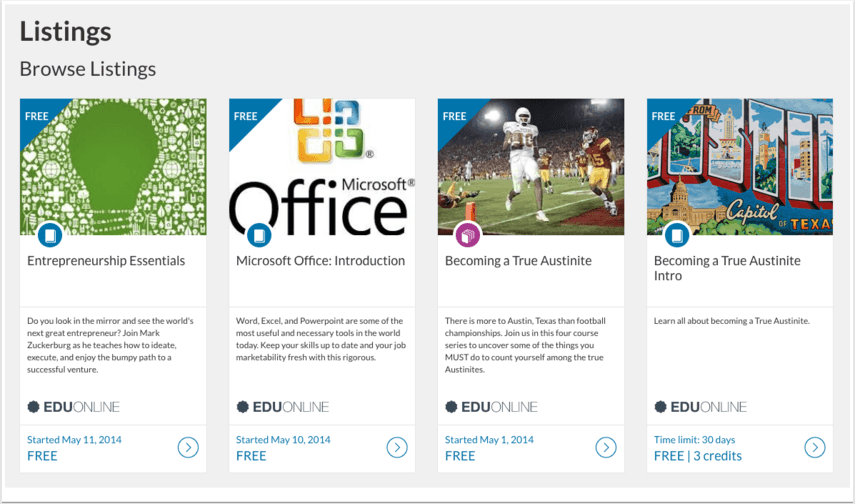 Canvas Catalog allows students to explore, select, and pay for courses directly.